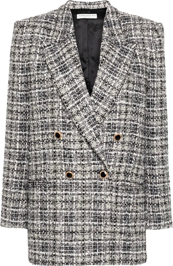 Alessandra Rich Double-Breasted Tweed Blazer