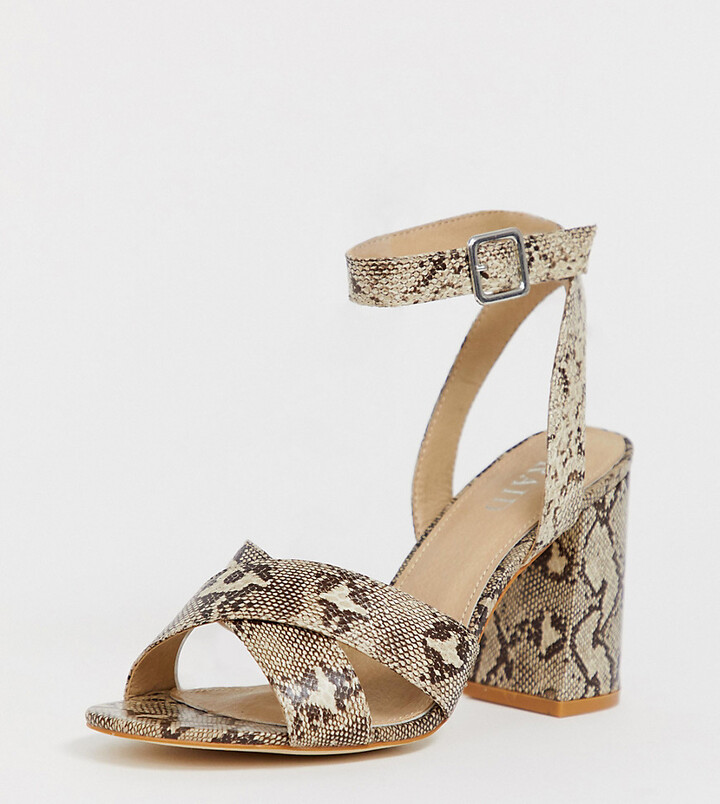 wide fit snake print heels