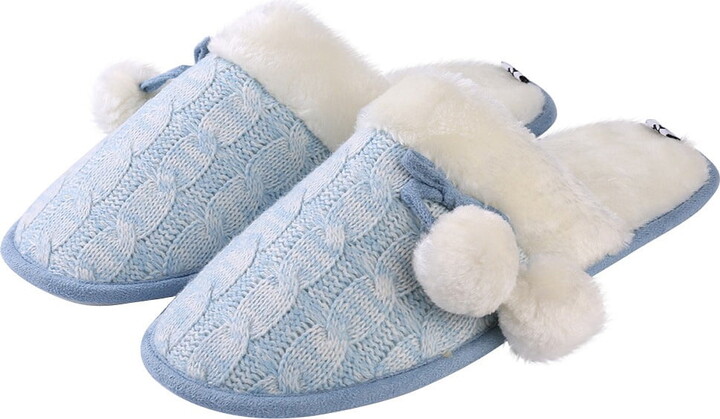 Aerusi Womens Cozy Classic Knit Plush Bedroom Slipper