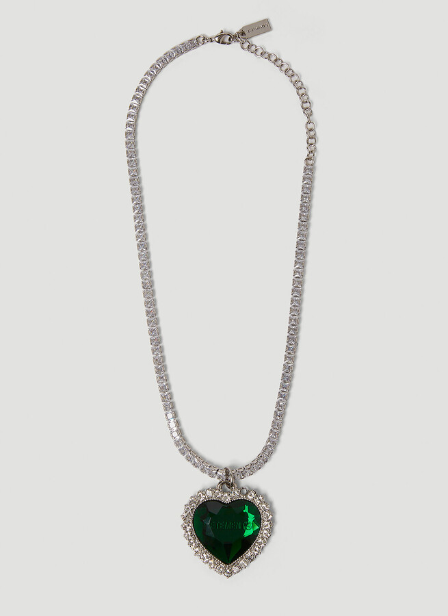 Vetements Crystal Heart Necklace in Green - ShopStyle Jewelry