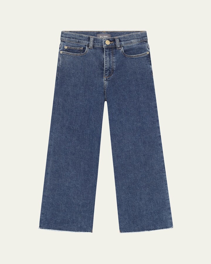Girl's Lily High-Rise Wide-Leg Denim Jeans, Size 7-16