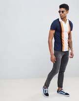 Thumbnail for your product : ASOS Design Tall Polo Shirt With Retro Vertical Panels And Revere Collar
