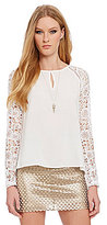 Thumbnail for your product : Chelsea & Violet Floral Lace-Sleeve Blouse