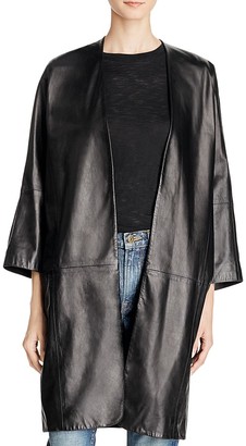 Vince Silk-Lined Leather Coat