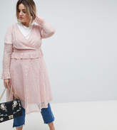 Thumbnail for your product : Lovedrobe Allover Lace Wrap Front Midi Dress