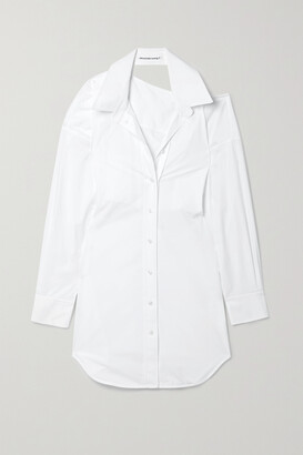 alexanderwang.t Cutout Cotton-poplin Mini Shirt Dress - White