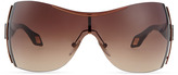 Thumbnail for your product : Carolina Herrera Rimless Shield Sunglasses with Plastic Arms, Brown
