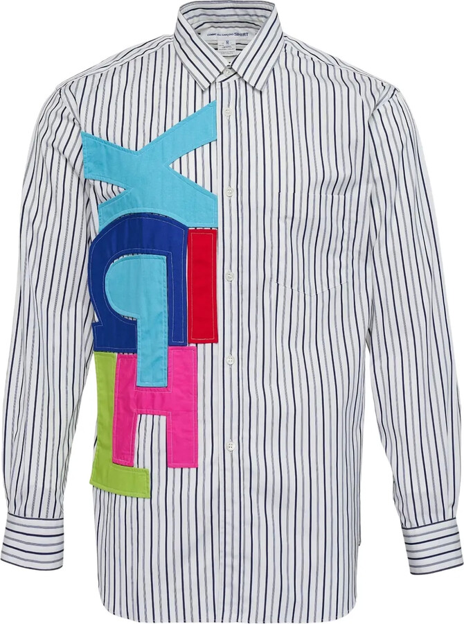 Comme des Garçons Shirt Appliqué-Detail Striped Shirt