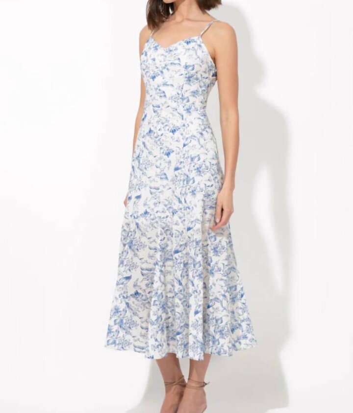 Adelyn Rae Luna Slip Dress In White/blue