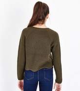 Thumbnail for your product : New Look Girls Khaki Scallop Hem Jumper