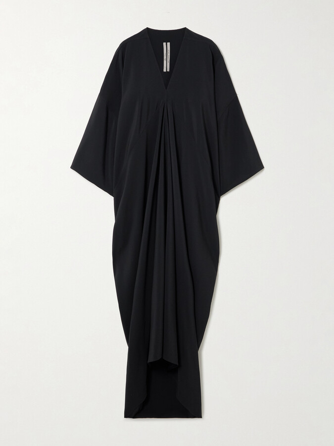 Rick Owens Tommykite Asymmetric Draped Crepe Gown - Black