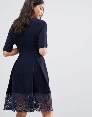 Traffic People 3/4 Sleeve Lace Skater Dress