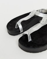 Thumbnail for your product : ASOS DESIGN Filmore premium leather minimal footbed toe loop sandals