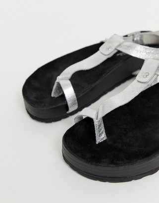 ASOS Design DESIGN Filmore premium leather minimal footbed toe loop sandals