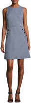 Thumbnail for your product : Michael Kors Collection Gingham Dome-Button Shift Dress, Blue/White