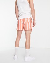 Thumbnail for your product : Bershka swim shorts with vertical stripes in orange