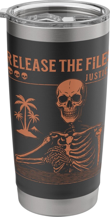 Grab Him By The E-Files Truth Vintage Release The Files Skeleton Justice Skull Stainless Steel Insulated Tumbler