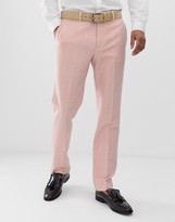 Thumbnail for your product : ASOS DESIGN wedding slim suit trousers in pink wool blend check