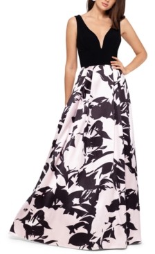 betsy and adam floral chiffon gown