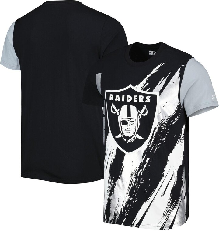 Men's New Era Black/Silver Las Vegas Raiders Big & Tall League Raglan Long  Sleeve T-Shirt