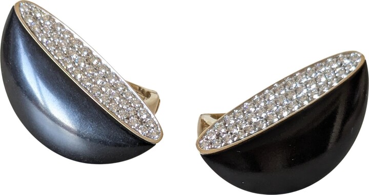 Vhernier Eclisse Black Jet 18k Gold And Diamonds Clip Earrings