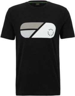 HUGO BOSS Stretch-cotton T-shirt with artwork and circular logo