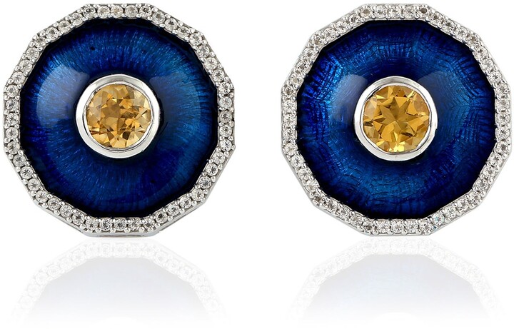 iamrachel enamel little round baby blue jewelry gift Sky Blue enamel earrings & sterling silver wires