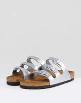 Thumbnail for your product : Birkenstock Florida Birko Silver Flat Sandals