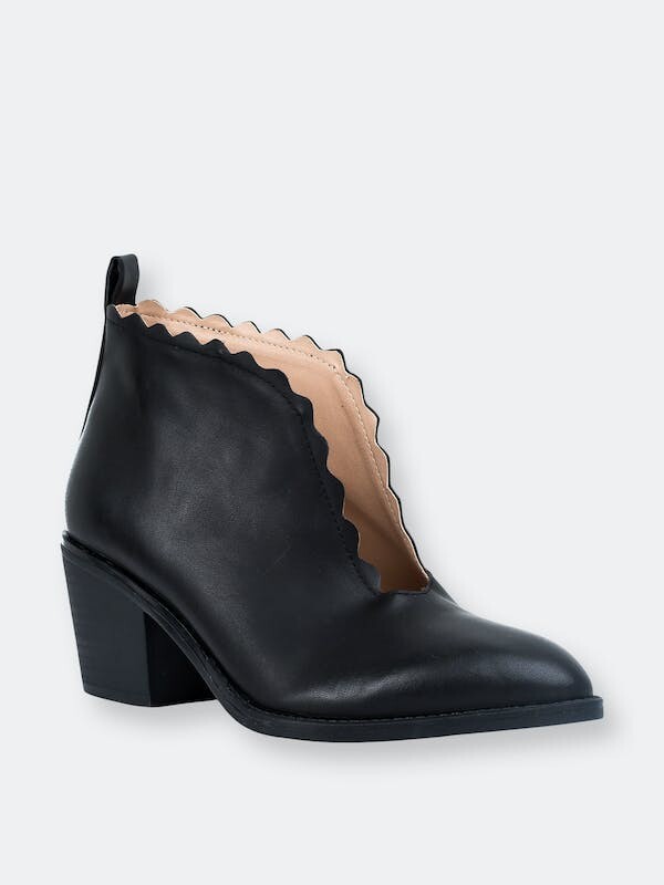 brown leather cut out booties