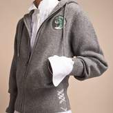 Thumbnail for your product : Burberry Hooded Pallas Heads Motif Wool Cashmere Top, Grey