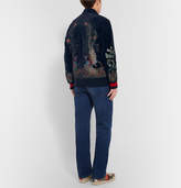 Thumbnail for your product : Gucci Slim-Fit Embroidered Cotton-Blend Velvet Zip-Up Sweatshirt