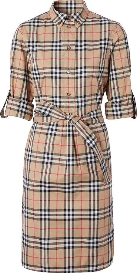 Burberry Vintage check tie-waist shirt dress - ShopStyle