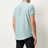 Thumbnail for your product : River Island Mens Green waffle short sleeve shirt