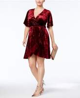 Thumbnail for your product : Planet Gold Trendy Plus Size Velvet Faux-Wrap Dress