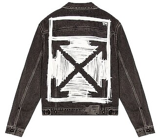 Off-White Negative Mark Slim Denim Jacket in Charcoal - ShopStyle 