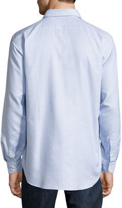 Neiman Marcus Classic-Fit Patterned Sport Shirt, Blue