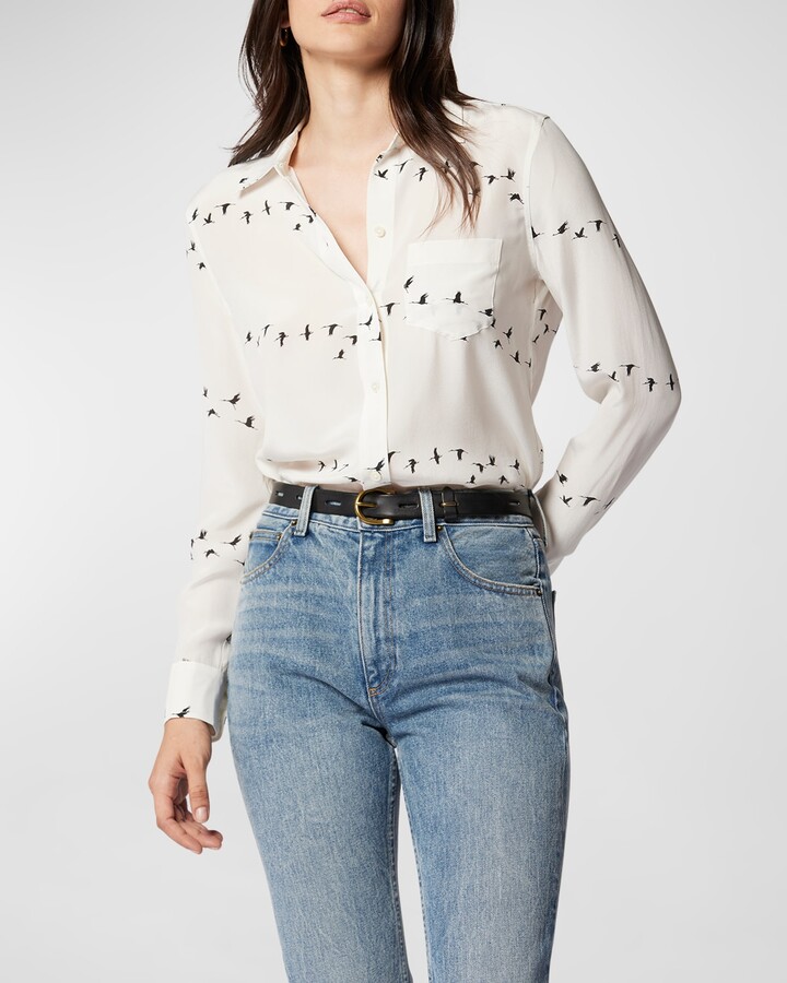 Ute Fries Transparante blouse volledige print elegant Mode Blouses Transparante blousen 