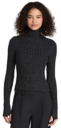 metallic silver turtleneck