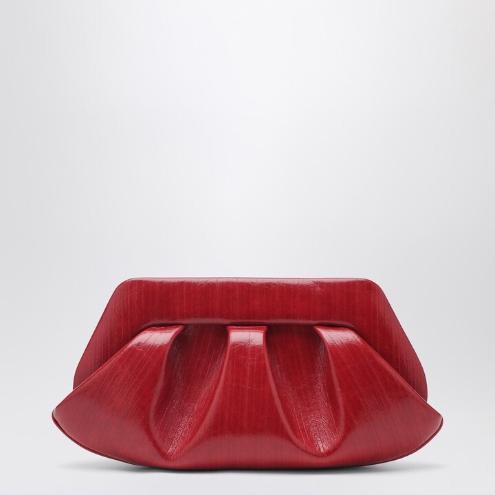 Themoire Emera clutch in chili red