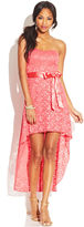 Thumbnail for your product : Trixxi Juniors' Strapless Lace High-Low Dress