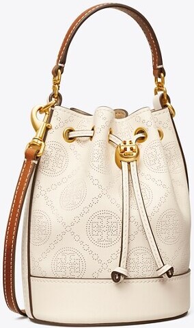 Tory Burch T-Monogram Perforated Leather Mini Bucket Bag - ShopStyle