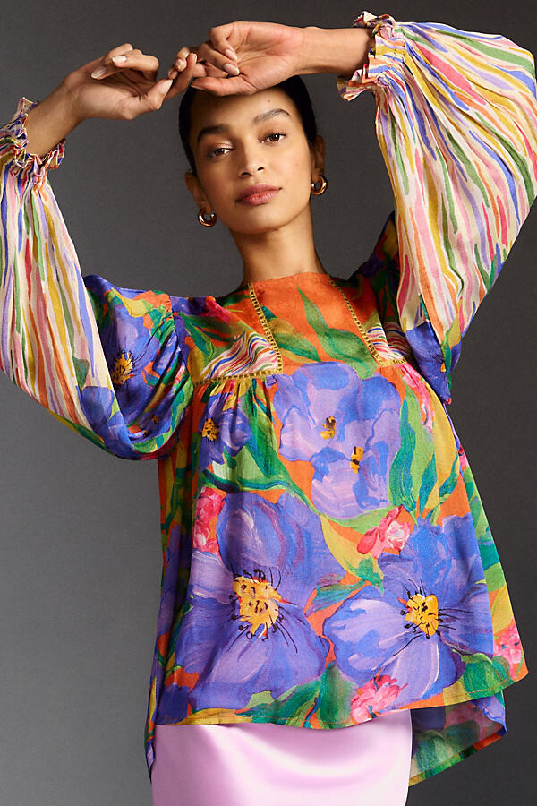 Bl Nk Blnk Miranda Peasant Blouse Purple ShopStyle Tops