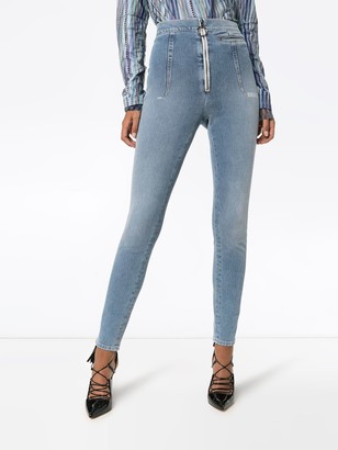 Off-White High-Waisted Bleach-Wash Skinny Jeans