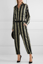 Thumbnail for your product : Topshop Duvall Striped Satin Jumpsuit - Army green