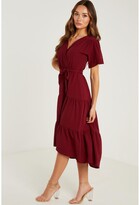 Thumbnail for your product : Quiz Crepe Wrap Front Tiered Midaxi Dress - Wine