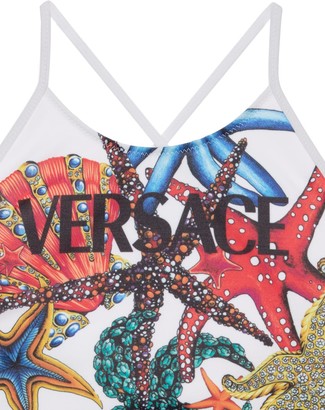 Versace Logo Print Lycra One Piece Swimsuit