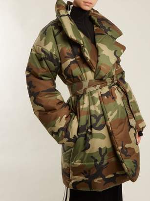 Norma Kamali Camo Print Sleeping Bag Knee Length Coat - Womens - Camouflage