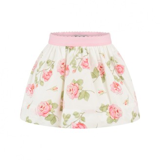 Baby Girls Ivory & Pink Rose Print Skirt