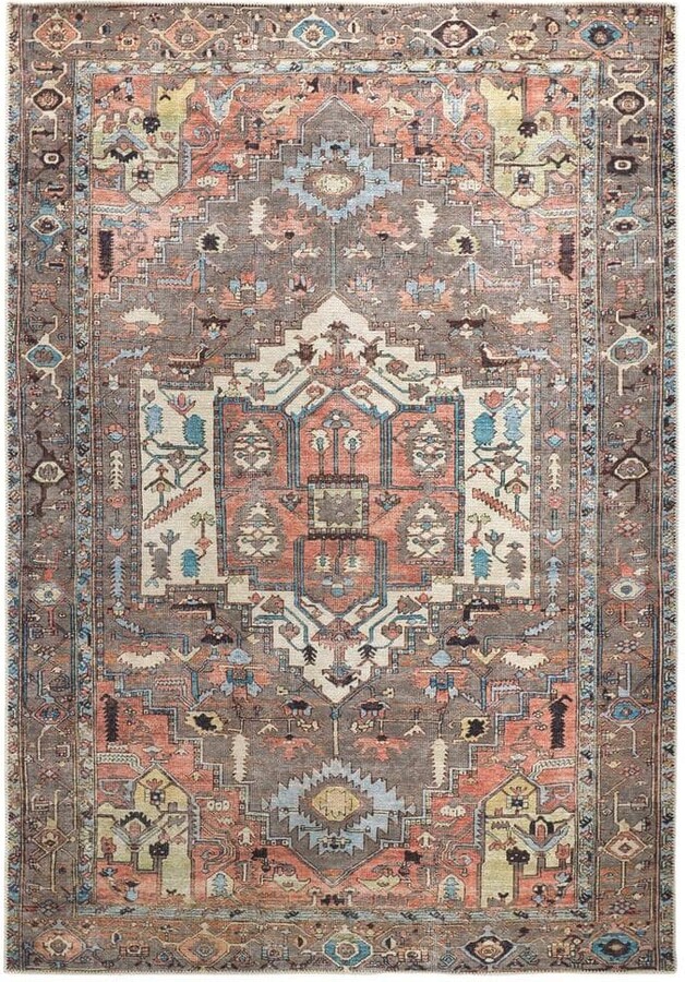 HomeRoots Taupe and Ivory Floral 8 ft. x 10 ft. Area Rug