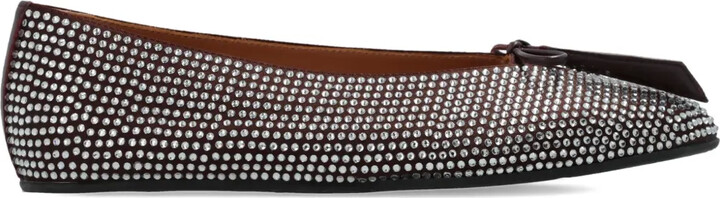ATTICO Bead-Embellished Bow Ballet Flats